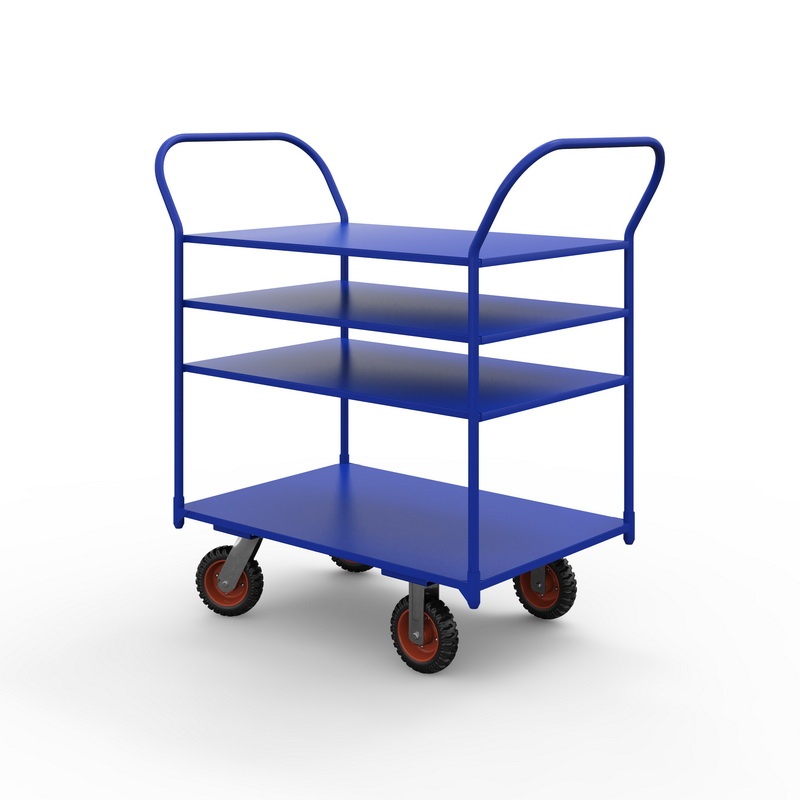 Тележка платформенная трехъярусная ТЯ 7 (1400x800 мм, колеса черная резина 160 мм)