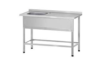 Ванна с рабочей поверхностью РПЦп - 1500x600x860 Profi Inox левая, 1 м/о 500x400x250, борт, отв. д/смесит.