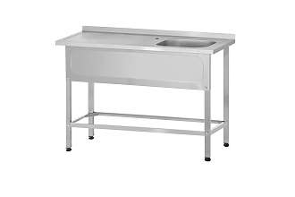 Ванна с рабочей поверхностью РПЦп - 1500x700x860 Profi Inox правая, 1 м/о 500x500x300, борт, отв. д/смесит.