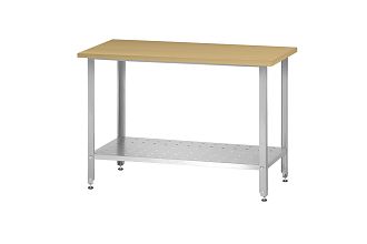 Стол кондитерский СПРн - 1500x700x860 Norma Inox, бук/40 (полка перфорация, ножка угловая)