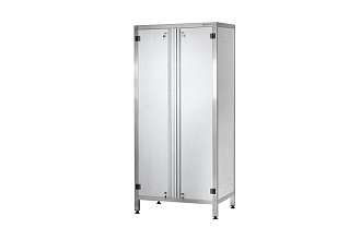 Шкаф кухонный ШЗКп - 800x600x1800 Profi Inox, двери распашные, полки сплошн. 2 шт., без к-та замков