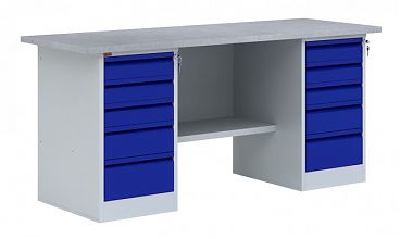Верстак двухтумбовый (с двумя драйверами) - ВП 6/1.6 (Синий)