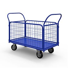 Тележка платформенная с сетчатыми бортами ТС 5 (700х1200) г/п 300 кг.125 черная резина