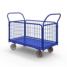 Тележка платформенная с сетчатыми бортами ТС 7 (800х1400) г/п 600 кг.150 чугун/полиуретан